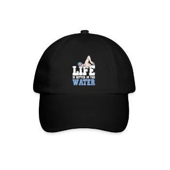 Schimmer Schwimmen Life Is Better In The Water - Baseballkappe - Schwarz/Schwarz - Vorne