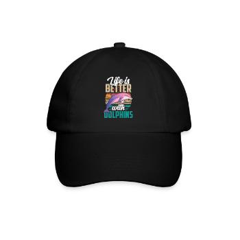 Das Leben Ist Besser Mit Delfinen Delfin Delfine - Baseballkappe - Schwarz/Schwarz - Vorne