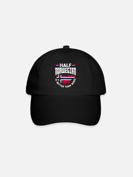 Norwegen Flagge Halb Norwegisch ist besser als keiner - Baseballkappe - Schwarz/Schwarz