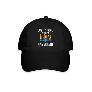 Just A Girl Who Loves Hanukkah Menorah Jewish - Baseballkappe - Schwarz/Schwarz - Vorne