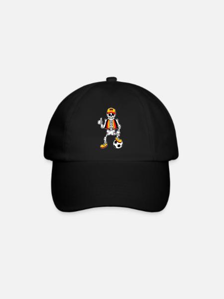 Skeleton Deutschland Fan Deutscher Fußball - Baseballkappe - Schwarz/Schwarz