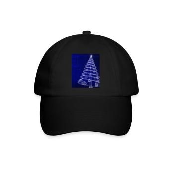 Weihnachten Weihnachtsbaum Schematic Blaupause - Baseballkappe - Schwarz/Schwarz - Vorne
