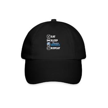 Eat Sleep Classify Books Repeat Shirt - Baseballkappe - Schwarz/Schwarz - Vorne