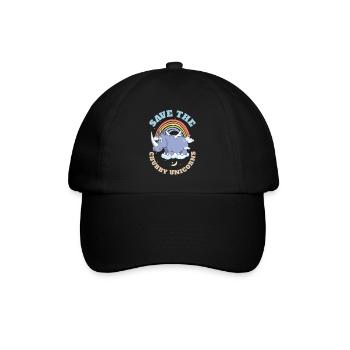 Save The Chubby Unicorns Cute Rhinoceros - Baseballkappe - Schwarz/Schwarz - Vorne
