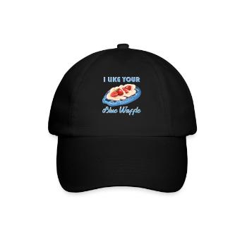 Ich Mag Deine Blauen Waffelplätzchen Erdbeeren - Baseballkappe - Schwarz/Schwarz - Vorne