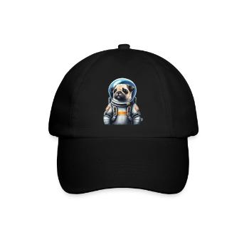 Mops Hund im Raumanzug Lustige Geschenkidee - Baseballkappe - Schwarz/Schwarz - Vorne