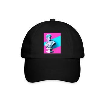 Vaporwave Statue Römische Büste - Baseballkappe - Schwarz/Schwarz - Vorne