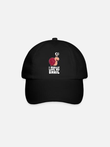 Ich Liebe Meine Schnecke Wirklich - Baseballkappe - Schwarz/Schwarz