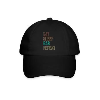 Eat Sleep Bar Repeat Shirt Bartender Barkeeper - Baseballkappe - Schwarz/Schwarz - Vorne