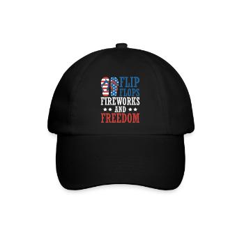 Flip Flops Feuerwerk Und Freiheit 4. Juli - Baseballkappe - Schwarz/Schwarz - Vorne