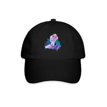 Einhorn mit Brille Turntables Analog Djane DJ - Baseballkappe - Schwarz/Schwarz - Vorne