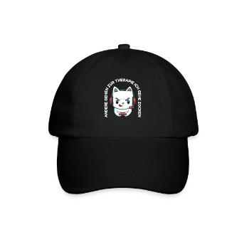 Kawaii Anime Gaming Katze- Videospiele Gaming - Baseballkappe - Schwarz/Schwarz - Vorne