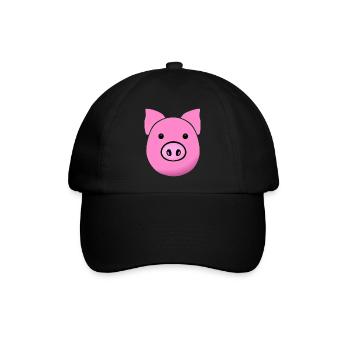 Schwein süß Schweinchen Schweine Kawaii Tier 5 - Baseballkappe - Schwarz/Schwarz - Vorne