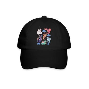 Flug Der Drachen Niedliche Elementare Mythische - Baseballkappe - Schwarz/Schwarz - Vorne