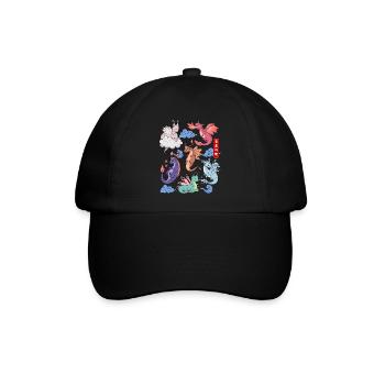 Flug Der Drachen Niedliche Elementare Mythische - Baseballkappe - Schwarz/Schwarz - Vorne