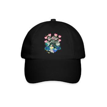 Natur Frühling Blumen Maiglöckchen Herzen Fantasy - Baseballkappe - Schwarz/Schwarz - Vorne