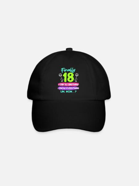 Endlich 18 Jahre 18. Geburtstag - Baseballkappe - Schwarz/Schwarz