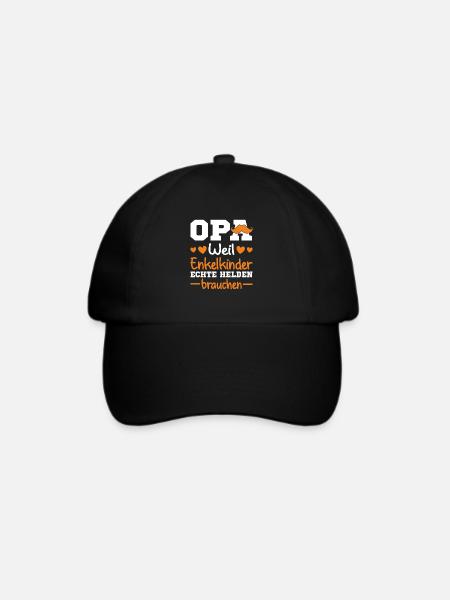 Großvater Opa Weil Enkelkinder Echte Helden - Baseballkappe - Schwarz/Schwarz