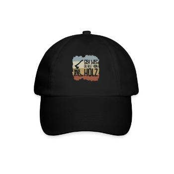 Holz hacken Axt Waldarbeiter Holzfäller - Baseballkappe - Schwarz/Schwarz - Vorne