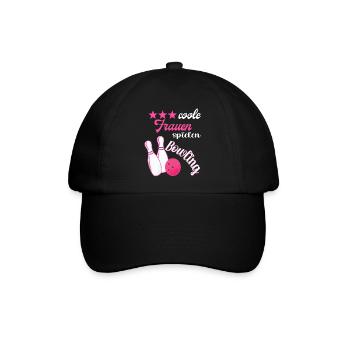 Coole Frauen Spielen Bowling Kegeln Kegelbahn - Baseballkappe - Schwarz/Schwarz - Vorne