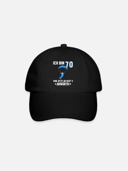 Ich bin 70 Ab jetzt gehts abwärts 70 Geburtstag - Baseballkappe - Schwarz/Schwarz