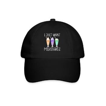 Ich liebe Milchshakes Milchshake Geschenk - Baseballkappe - Schwarz/Schwarz - Vorne