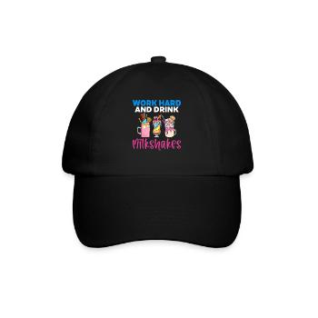 Ich liebe Milchshakes Milchshake Geschenk - Baseballkappe - Schwarz/Schwarz - Vorne