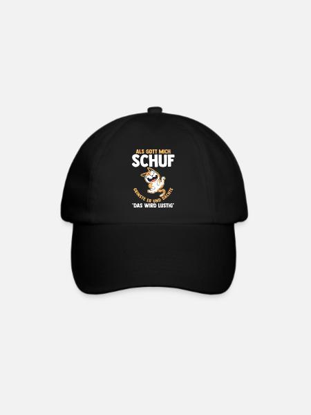 Als Gott Mich Schuf Grinste Er Katze - Baseballkappe - Schwarz/Schwarz