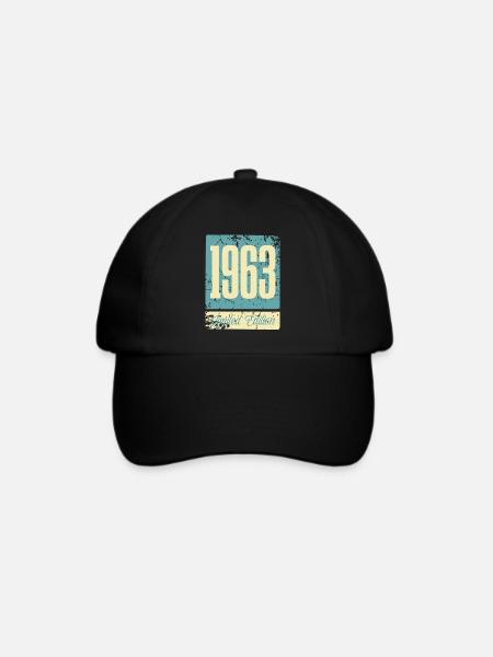 1963 Geboren Geburtstag Geburtsjahr - Baseballkappe - Schwarz/Schwarz