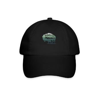 Retro Kuh Bison Büffel Wasserbüffel Silhouette - Baseballkappe - Schwarz/Schwarz - Vorne