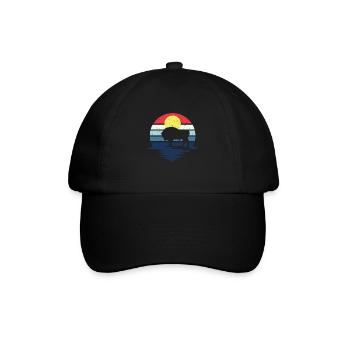Retro Kuh Bison Büffel Wasserbüffel Silhouette - Baseballkappe - Schwarz/Schwarz - Vorne