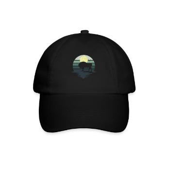 Retro Kuh Bison Büffel Wasserbüffel Silhouette - Baseballkappe - Schwarz/Schwarz - Vorne