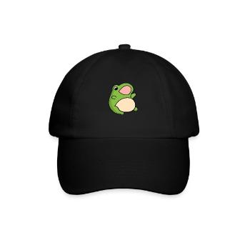 Frosch Comic Zeichnung Lustig - Baseballkappe - Schwarz/Schwarz - Vorne