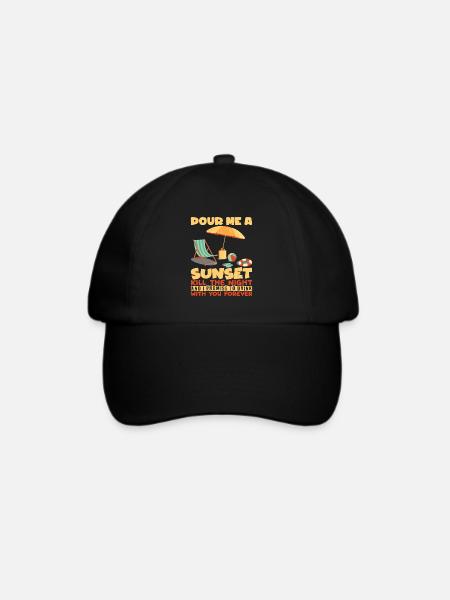 Pour Me A Sunset Strand Urlaub - Baseballkappe - Schwarz/Schwarz