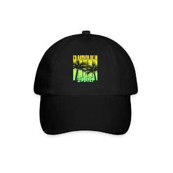 Ich wäre lieber in Tahiti - Baseballkappe - Schwarz/Schwarz - Vorne
