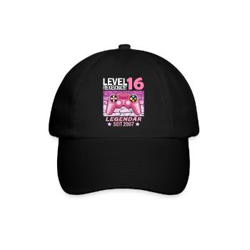 16. Geburtstag Gamer zocken Geburtstjahr 2007 - Baseballkappe - Schwarz/Schwarz - Vorne