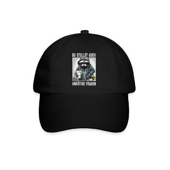 Du stellst gern unnötige Fragen - Baseballkappe - Schwarz/Schwarz - Vorne