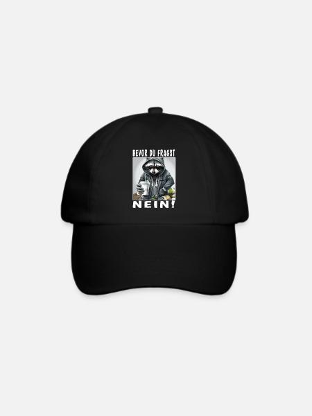 Bevor du fragst nein Waschbär - Baseballkappe - Schwarz/Schwarz