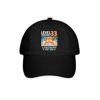 33. Geburtstag Gamer zocken Geburtstjahr 1990 - Baseballkappe - Schwarz/Schwarz - Vorne