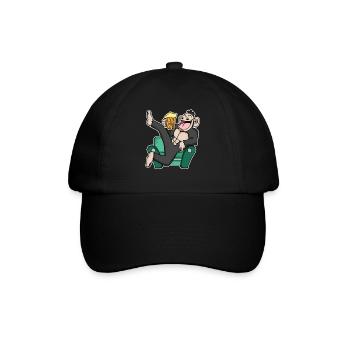 Lustiger Affe trinkt Bier - Baseballkappe - Schwarz/Schwarz - Vorne