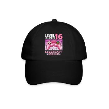 16. Geburtstag Gamer zocken Geburtstjahr 2007 - Baseballkappe - Schwarz/Schwarz - Vorne