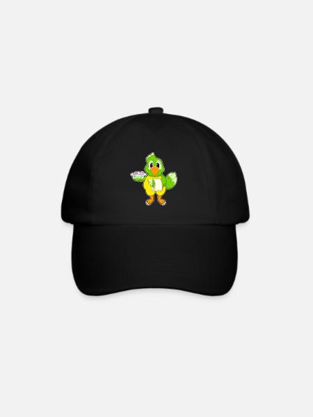 Papagei Koch Wurm Kochen - Baseballkappe - Schwarz/Schwarz