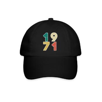 1971 - Jahrgang 1971 - Baujahr 1971 - Baseballkappe - Schwarz/Schwarz - Vorne