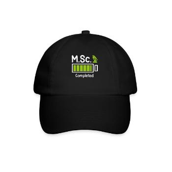 M.Sc completed Master Abschluss Master of Science - Baseballkappe - Schwarz/Schwarz - Vorne