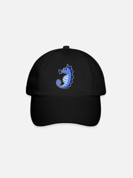 Seepferd Blau - Baseballkappe - Schwarz/Schwarz