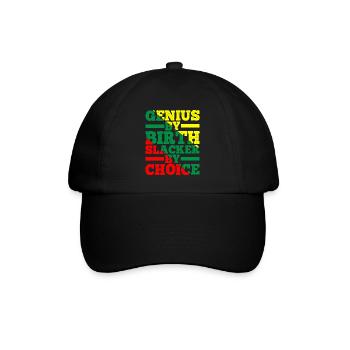 Genius By Birth Slacker By Choice 12 - Baseballkappe - Schwarz/Schwarz - Vorne