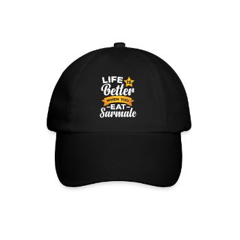 Rumänisches Essen Sarmale - Baseballkappe - Schwarz/Schwarz - Vorne