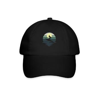 Retro Surfer Surfbrett Wassersport Wasser Surfen - Baseballkappe - Schwarz/Schwarz - Vorne