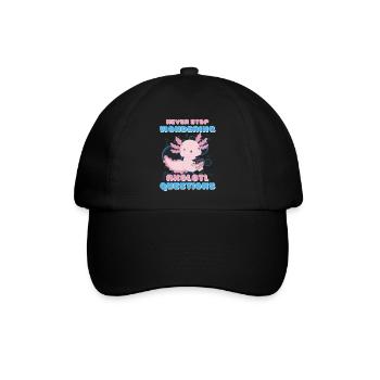 Hören Sie nie auf, sich Fragen zu Axolotl zu stellen - Baseballkappe - Schwarz/Schwarz - Vorne