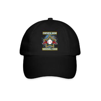 Baseball Mom, lustiger Spruch, Baseball-Logo - Baseballkappe - Schwarz/Schwarz - Vorne